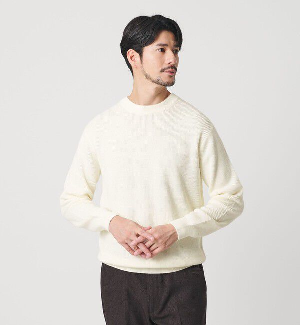 BEAUTY&YOUTH UNITED ARROWS「【WEB限定 WARDROBE SMART】マシーンウォッシャブル ウールミックス アゼ クルーネック」|ニット・セーター|