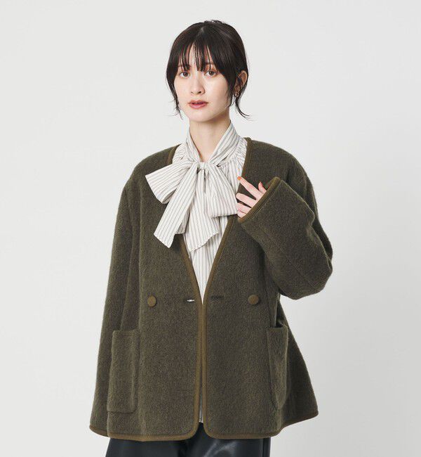 BEAUTY&YOUTH UNITED ARROWS「シャギー ノーカラージャケットコート」|ノーカラージャケット|OLIVE