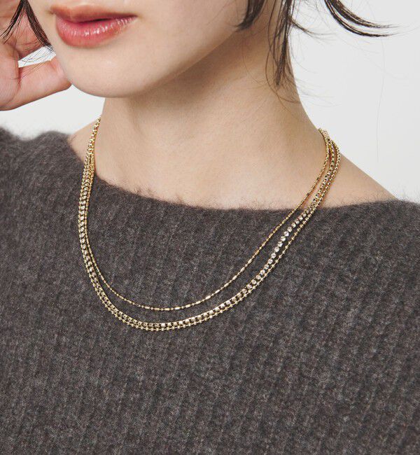 BEAUTY&YOUTH UNITED ARROWS「ガラス&times;チェーン 3連 ネックレス」|ネックレス|GOLD