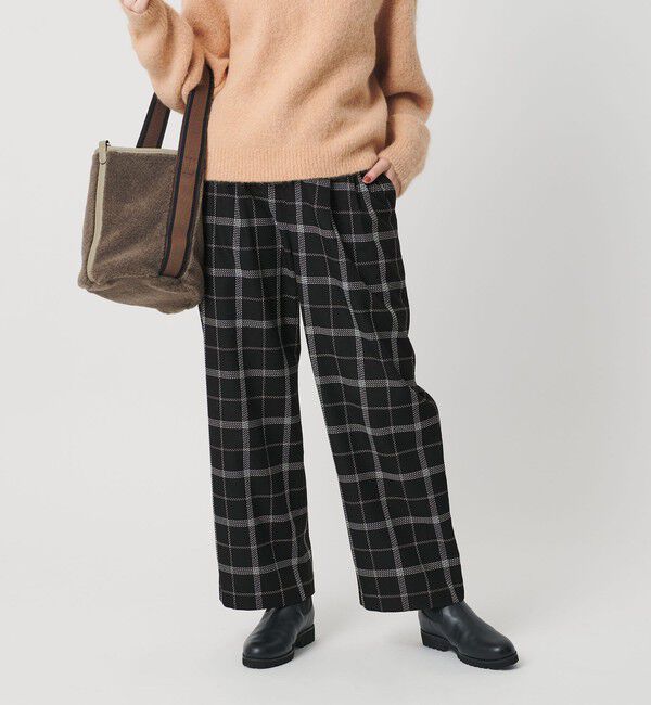 BEAUTY&YOUTH UNITED ARROWS「【WEB限定】裏起毛ウィンドウペン タックワイドパンツ ウォッシャブル」|その他|