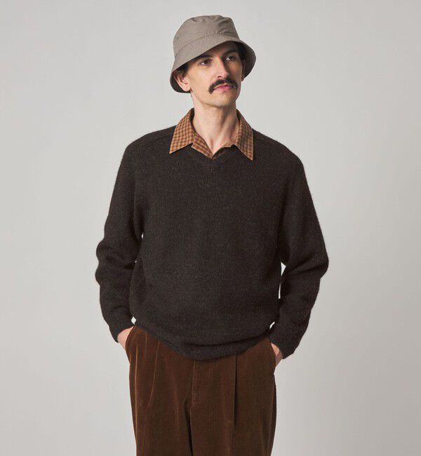 STEVEN ALAN「＜Steven Alan＞ アルパカ サドルショルダー Ｖネック ニット NARROW」|ニット・セーター|