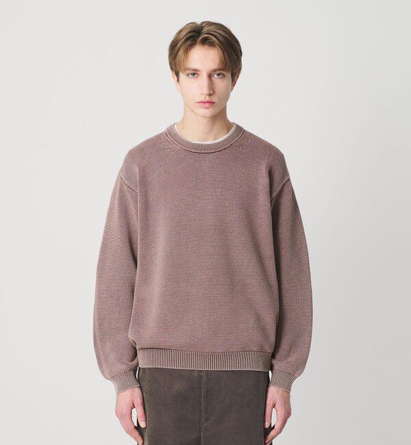 BEAUTY&YOUTH UNITED ARROWS「アシッドウォッシュ コットン クルーネック ニット 手洗い可能」|ニット・セーター|