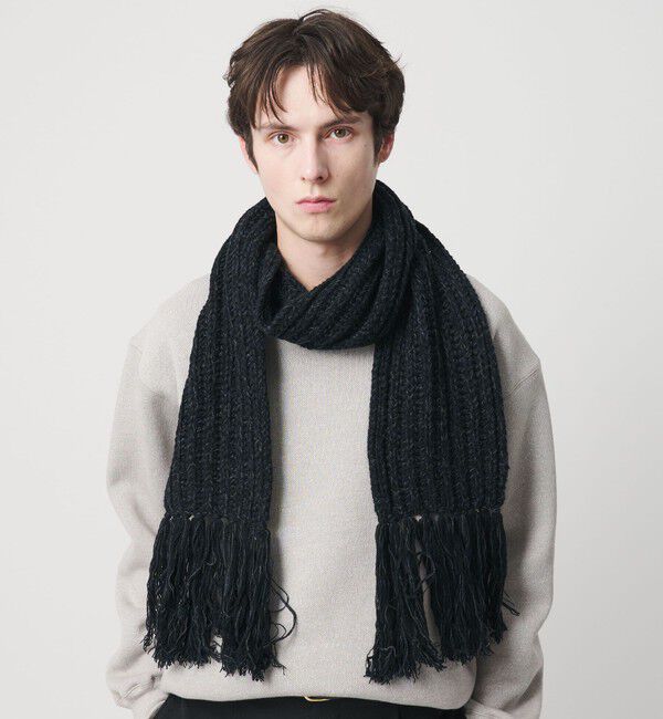 BEAUTY&YOUTH UNITED ARROWS「ローゲージ リブ マフラー」|マフラー|BLACK