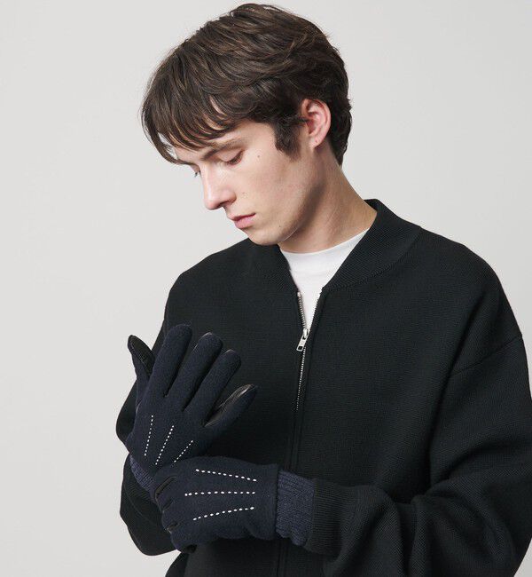 BEAUTY&YOUTH UNITED ARROWS「コンビ ステッチ グローブ タッチパネル対応」|手袋|NAVY