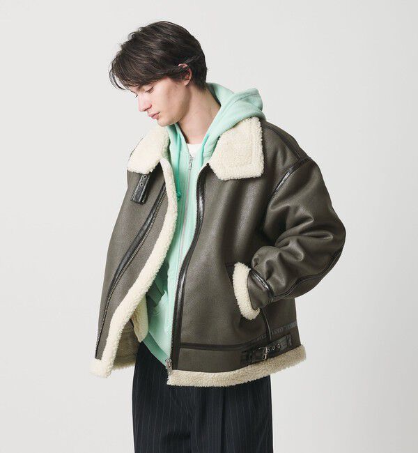 MONKEY TIME「ムートンライク B-3 ジャケット」|その他|DK.GRAY