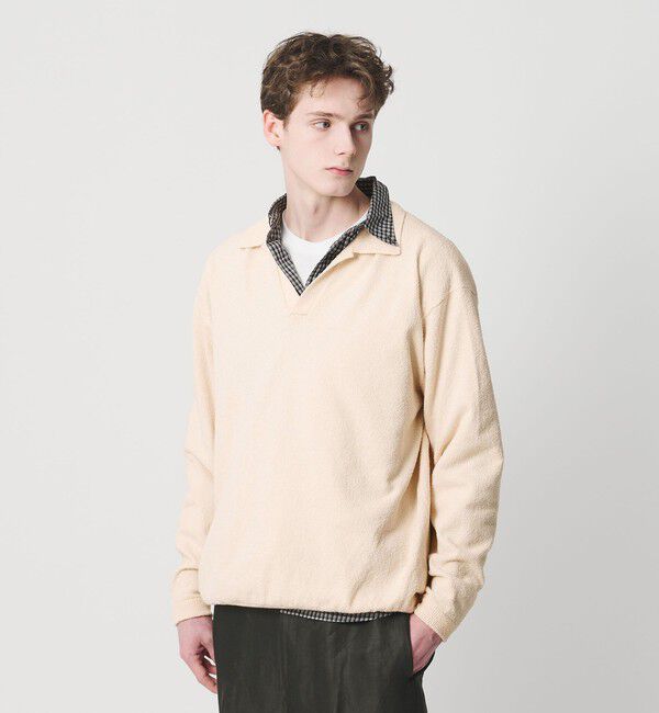 BEAUTY&YOUTH UNITED ARROWS「クリンプ コットン ポロ スキッパー ニット」|ニット・セーター|NATURAL