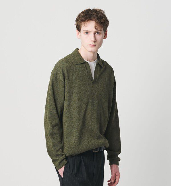 BEAUTY&YOUTH UNITED ARROWS「クリンプ コットン ポロ スキッパー ニット」|ニット・セーター|