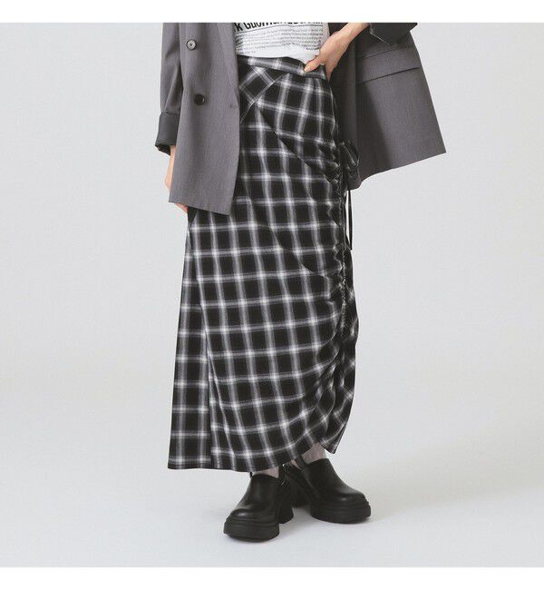 Ray BEAMS 「チェック シャーリング タイトスカート」|タイト|