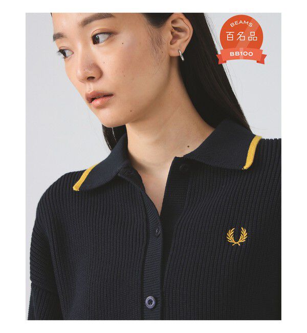 Ray BEAMS 「【別注】FRED PERRY / Tipped Collar Cardigan」|ニット・セーター|NAVY
