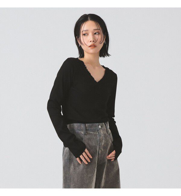 Ray BEAMS 「ギャザー ブレード Vネック トップス」|その他|