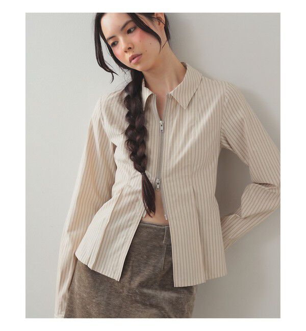 Ray BEAMS 「ストライプ ジップ シャツ」|シャツ・ブラウス|