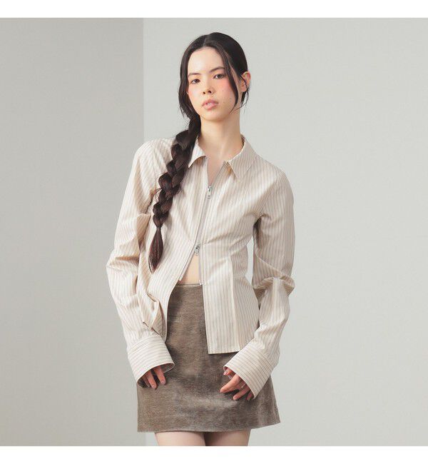 Ray BEAMS 「ストライプ ジップ シャツ」|シャツ・ブラウス|