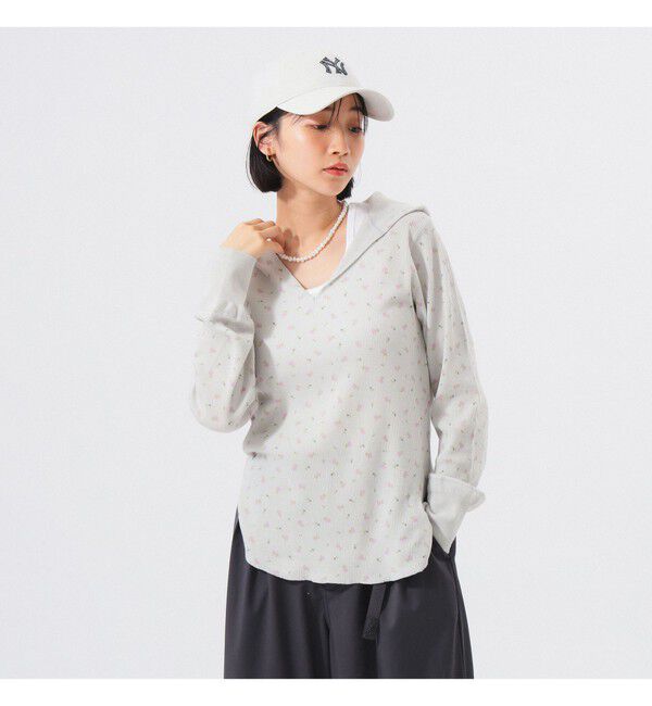 BEAMSBOY「フラワー サーマル パーカー」|Tシャツ・カットソー|LT.GREY