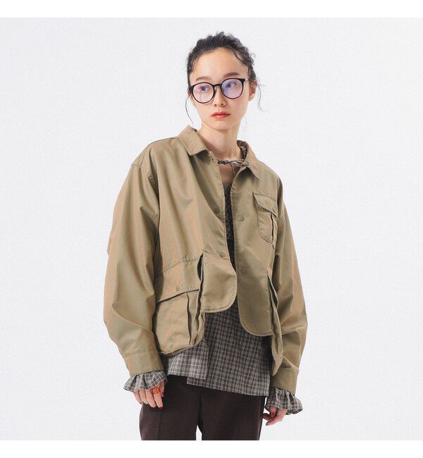 BEAMSBOY「シャンブレー ギャバ ショート フィッシング ジャケット」|ブルゾン・スタジャン|BEIGE