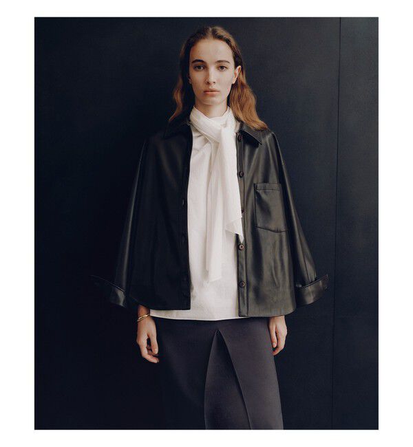 Demi-Luxe BEAMS 「フェイクレザー シャツジャケット」|ダッフルコート|BLACK