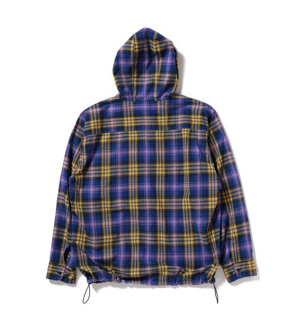 BEAMS「ワイドフィット リフレクター チェック フードシャツ」|シャツ・ブラウス|