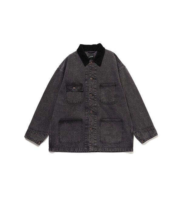 BEAMS「フェード デニム ルーズ カバーオールジャケット」|ブルゾン・スタジャン|FADE_BLACK
