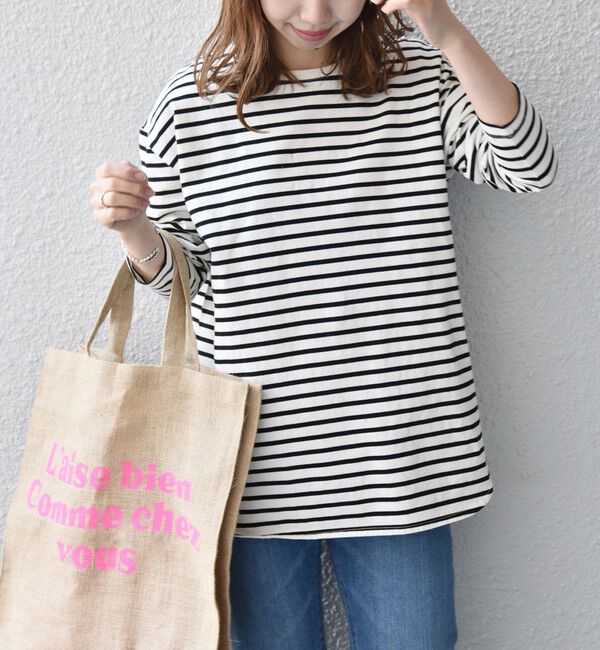 SHIPS any「SHIPS any:〈吸水速乾〉ラウンドヘム ロングスリーブ ワイド TEE」|Tシャツ・カットソー|オフホワイト