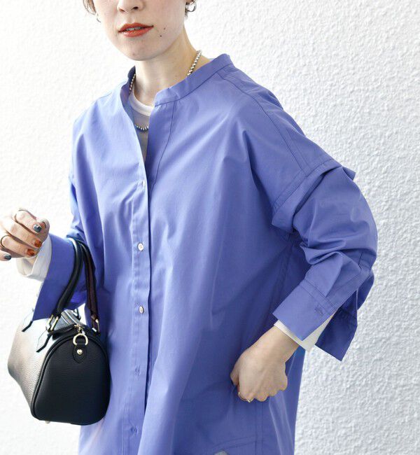 SHIPS any「《一部追加予約》SHIPS any:〈洗濯機可能〉REPREVE バンド カラー シャツ」|シャツ・ブラウス|