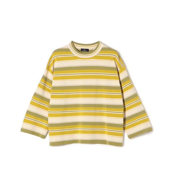 SHIPS for women「SHIPS Primary Navy Label:〈手洗い可能〉ミラノリブ マルチ ボーダー ニット」|ニット・セーター|グリーン