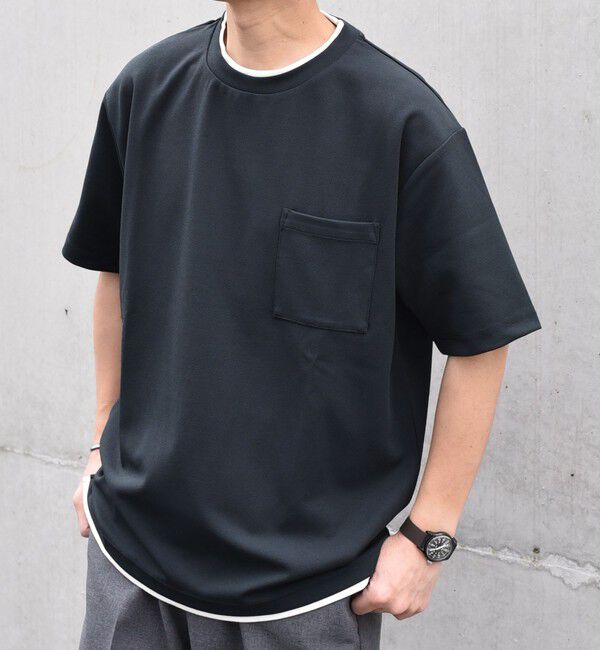 SHIPS any「SHIPS any: 〈吸水・速乾・ストレッチ〉 フェイク レイヤード Tシャツ 24SS◇」|Tシャツ・カットソー|