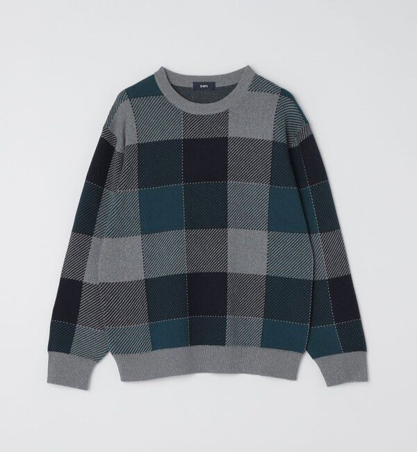 SHIPS「SHIPS:〈手洗い可能〉コットン カシミヤ チェック クルーネック ニット」|ニット・セーター|