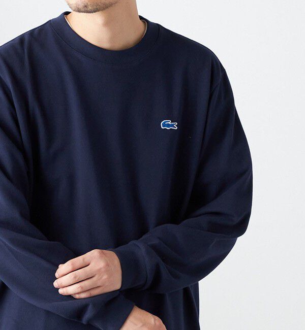 SHIPS any「【SHIPS any別注】LACOSTE: ワンポイント ピケ クルーネック Tシャツ (ロンT)◇」|Tシャツ・カットソー|ネイビー