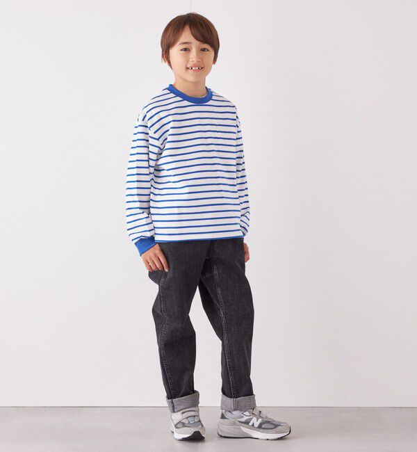 SHIPS any「SHIPS any: リンガーネック ボーダー 長袖 ポケット Tシャツ<KIDS>」|Tシャツ・カットソー|