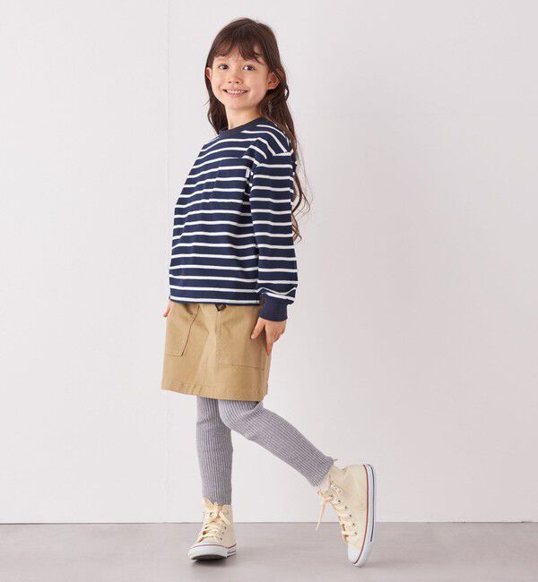 SHIPS any「SHIPS any: リンガーネック ボーダー 長袖 ポケット Tシャツ<KIDS>」|Tシャツ・カットソー|