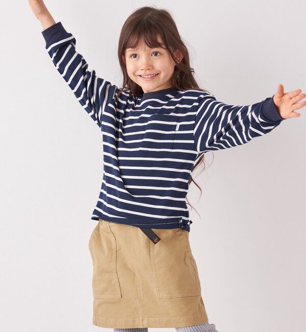 SHIPS any「SHIPS any: リンガーネック ボーダー 長袖 ポケット Tシャツ<KIDS>」|Tシャツ・カットソー|