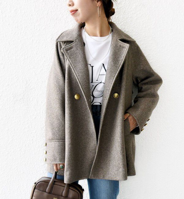 SHIPS for women「【WEB限定】〈手洗い可能〉ウール ライク ジャージー メルトン 2WAY Pコート」|ピーコート|