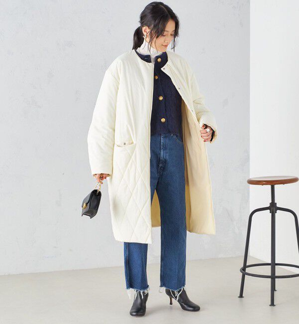 SHIPS for women「〈手洗い可能 / 撥水加工〉リバーシブル ノーカラー コート ◇」|ノーカラーコート|