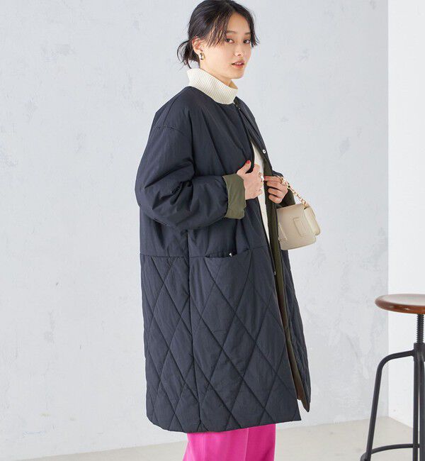 SHIPS for women「〈手洗い可能 / 撥水加工〉リバーシブル ノーカラー コート ◇」|ノーカラーコート|