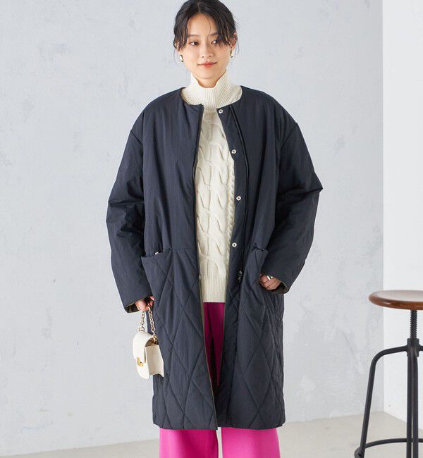 SHIPS for women「〈手洗い可能 / 撥水加工〉リバーシブル ノーカラー コート ◇」|ノーカラーコート|