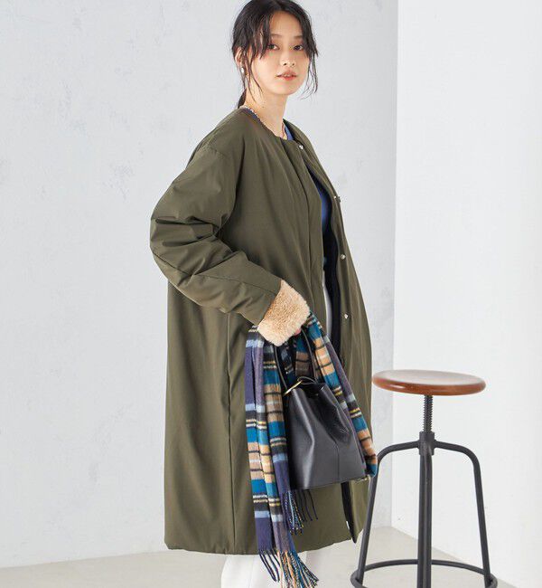 SHIPS for women「〈手洗い可能 / 撥水加工〉リバーシブル ノーカラー コート ◇」|ノーカラーコート|