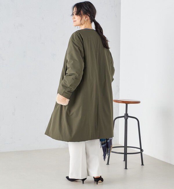 SHIPS for women「〈手洗い可能 / 撥水加工〉リバーシブル ノーカラー コート ◇」|ノーカラーコート|