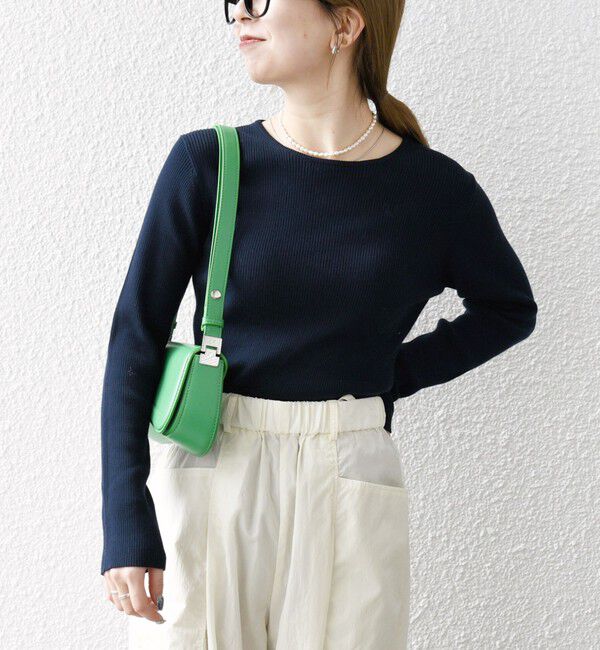 SHIPS any「SHIPS any:〈手洗い可能〉コットン クルーネック ベーシック リブ ニット」|ニット・セーター|ネイビー