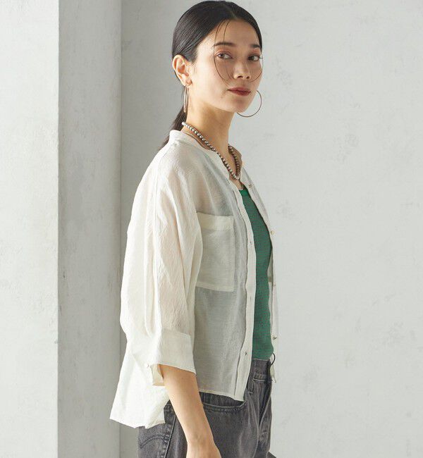 SHIPS for women「〈手洗い可能〉シルク混 シアー 羽織 シャツ」|シャツ・ブラウス|