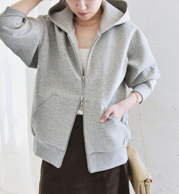 quaranciel「quaranciel:〈洗濯機可能〉ポンチ ダブルジップ スウェット パーカー」|パーカー|