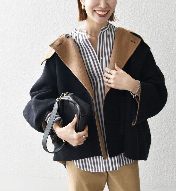 SHIPS any「《一部追加予約》【WEB限定】SHIPS any: リバー スタンドカラー ポンチョ ショート コート」|その他|