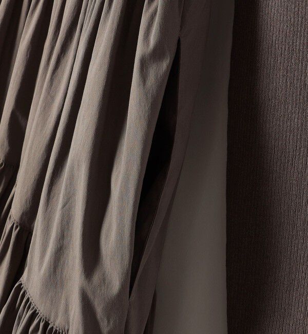 SHIPS for women「〈手洗い可能〉リブ ニット 長袖 &times; 布帛 ギャザー スカート ワンピース」|ワンピース|