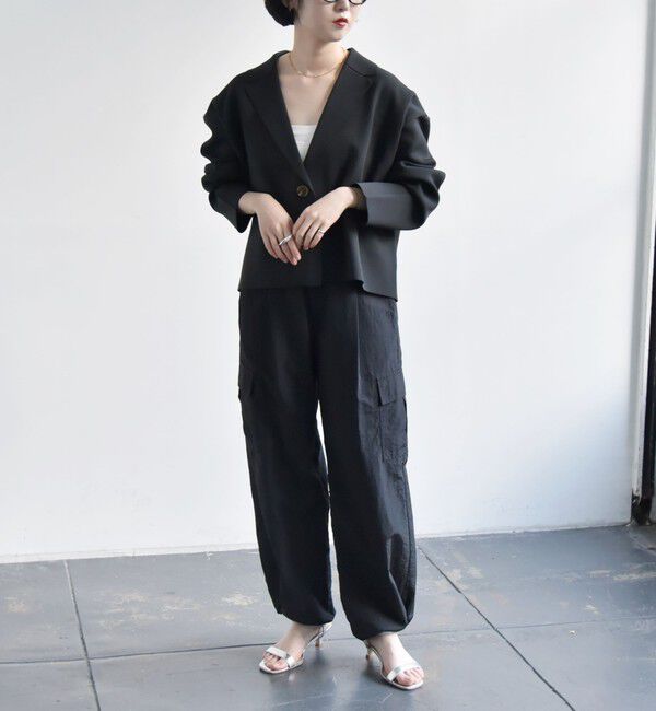 quaranciel「quaranciel:〈手洗い可能〉コンパクト ワイド テーラード ニット ジャケット」|テーラードジャケット|