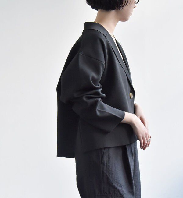 quaranciel「quaranciel:〈手洗い可能〉コンパクト ワイド テーラード ニット ジャケット」|テーラードジャケット|