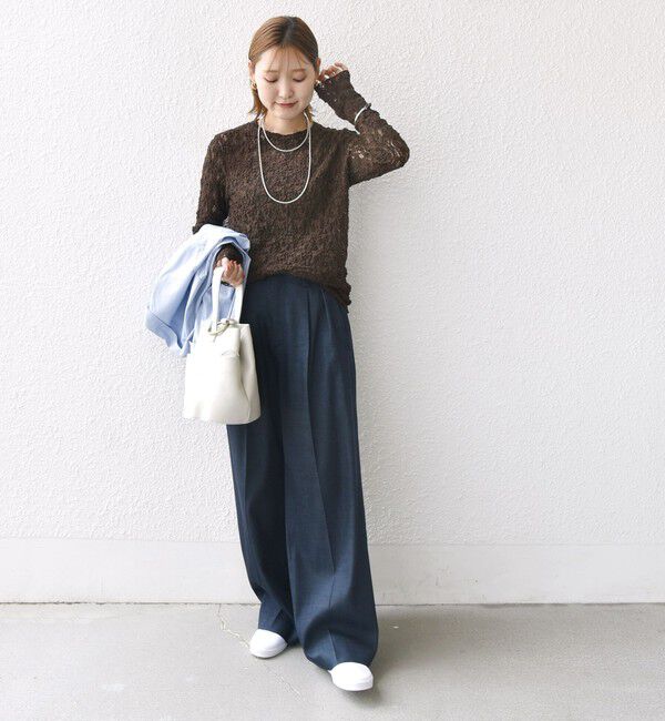 SHIPS for women「〈手洗い可能〉ラッセル レース クルーネック カットソー」|Tシャツ・カットソー|