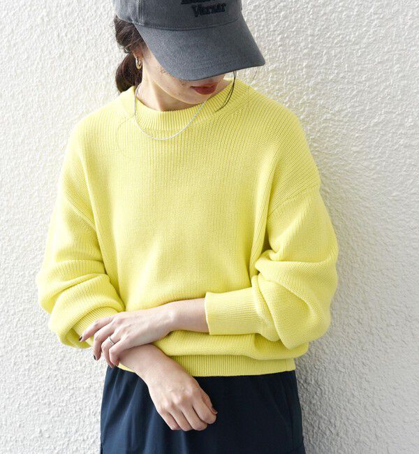 SHIPS any「SHIPS any:〈手洗い可能〉アゼ コンパクト クルーネック ニット プルオーバー」|ニット・セーター|イエロー