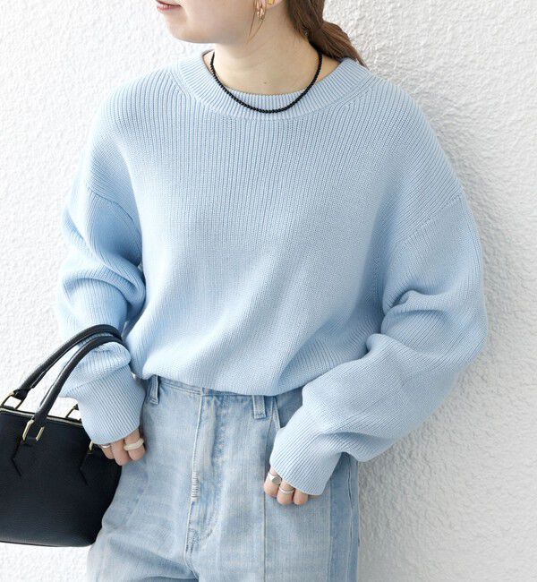 SHIPS any「SHIPS any:〈手洗い可能〉アゼ コンパクト クルーネック ニット プルオーバー」|ニット・セーター|