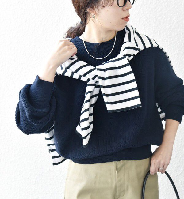 SHIPS any「SHIPS any:〈手洗い可能〉アゼ コンパクト クルーネック ニット プルオーバー」|ニット・セーター|