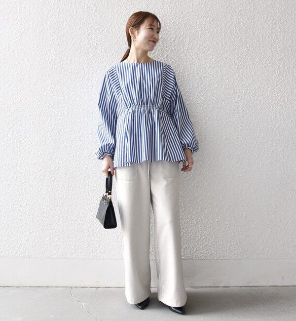 SHIPS any「《一部追加予約》SHIPS any:〈洗濯機可能〉REPREVE ギャザー パフシャツ ブラウス」|シャツ・ブラウス|