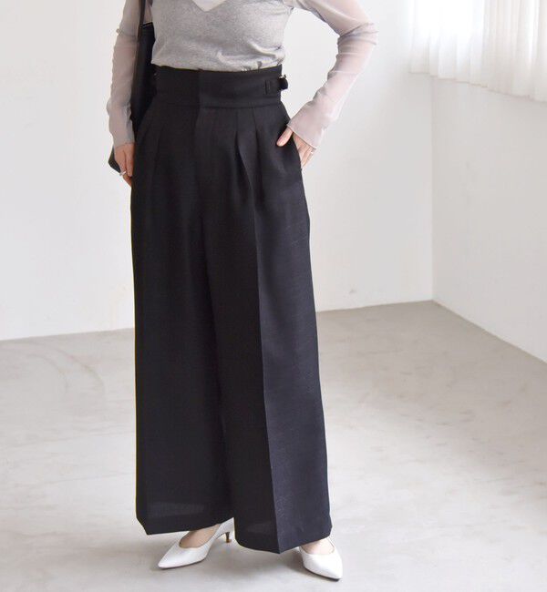 quaranciel「quaranciel: バスケット ハイウエスト ワイド パンツ」|その他|ブラック