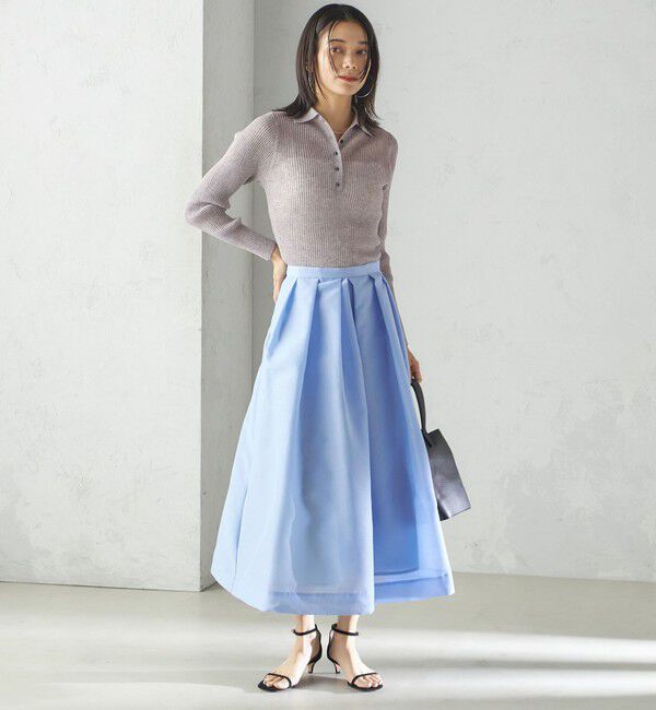 SHIPS for women「〈手洗い可能〉シアー リブ 長袖 ポロ ニット」|ニット・セーター|